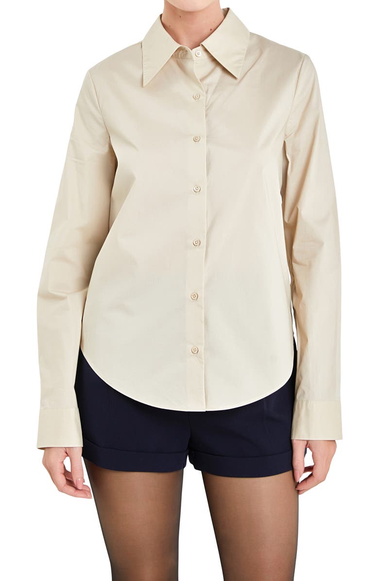 English Factory Accent Collar Poplin Shirt, Alternate, color, Taupe