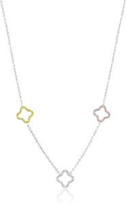 SOUZANA by Suzy Levian 14K Gold Yellow, White & Pink Diamond Clover Station Necklace