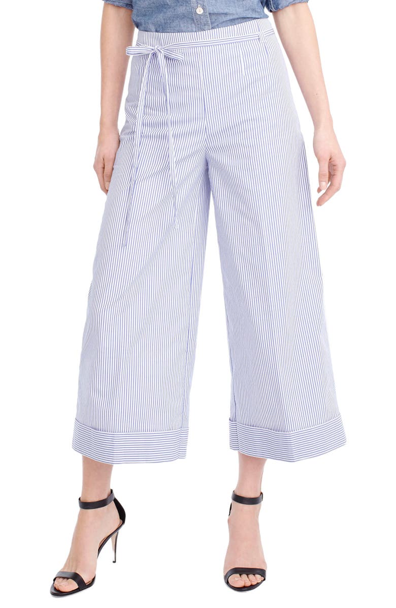 J.Crew Stripe Wide Leg Crop Pants, Main, color,