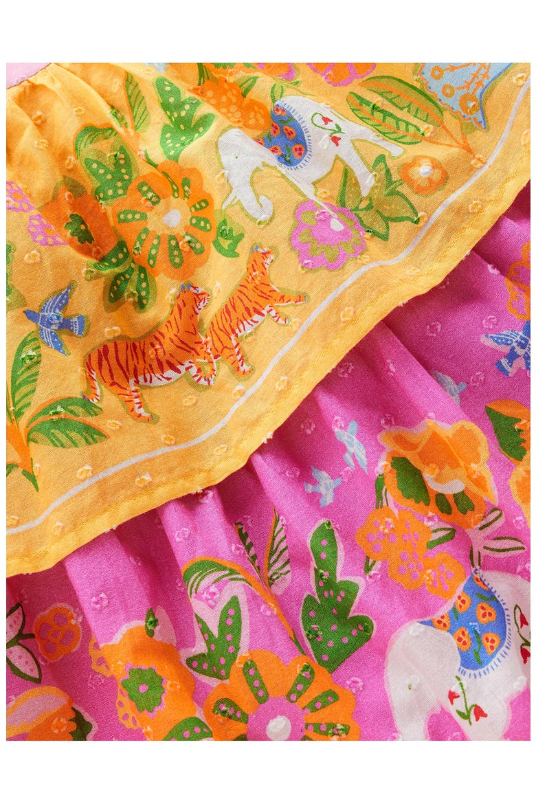 Kids' Tiered Ruffled Woven Dress, Alternate, color, SUNFLOWER YELLOW JUNGLE ANIMAL