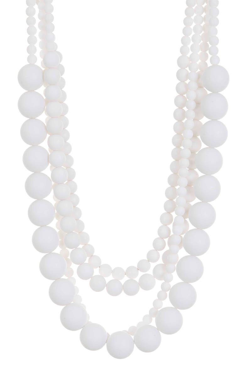 Beaded Layered Necklace, Main, color, WHITE