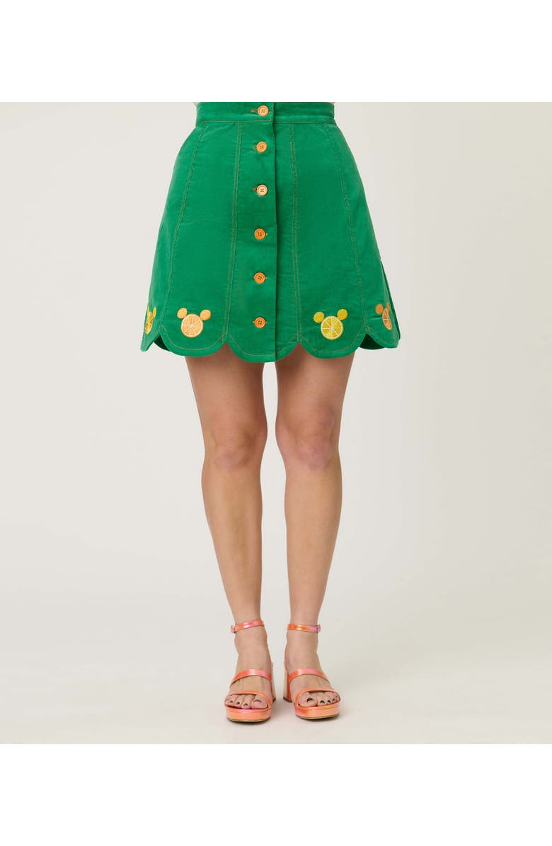 Smak Parlour Scallop Hem Corduroy Mini Skirt, Alternate, color, Green Corduroy