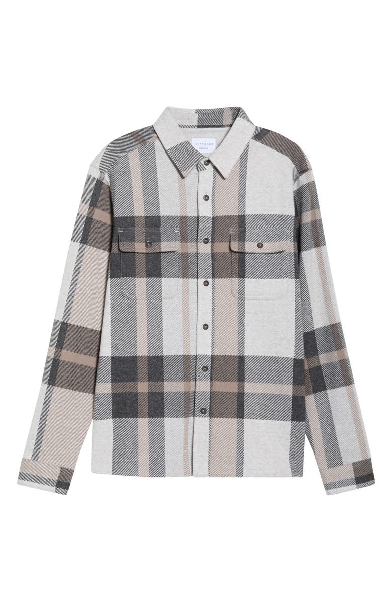 7 Diamonds Generation Plaid Stretch Flannel Button-Up Shirt, Alternate, color, Beige