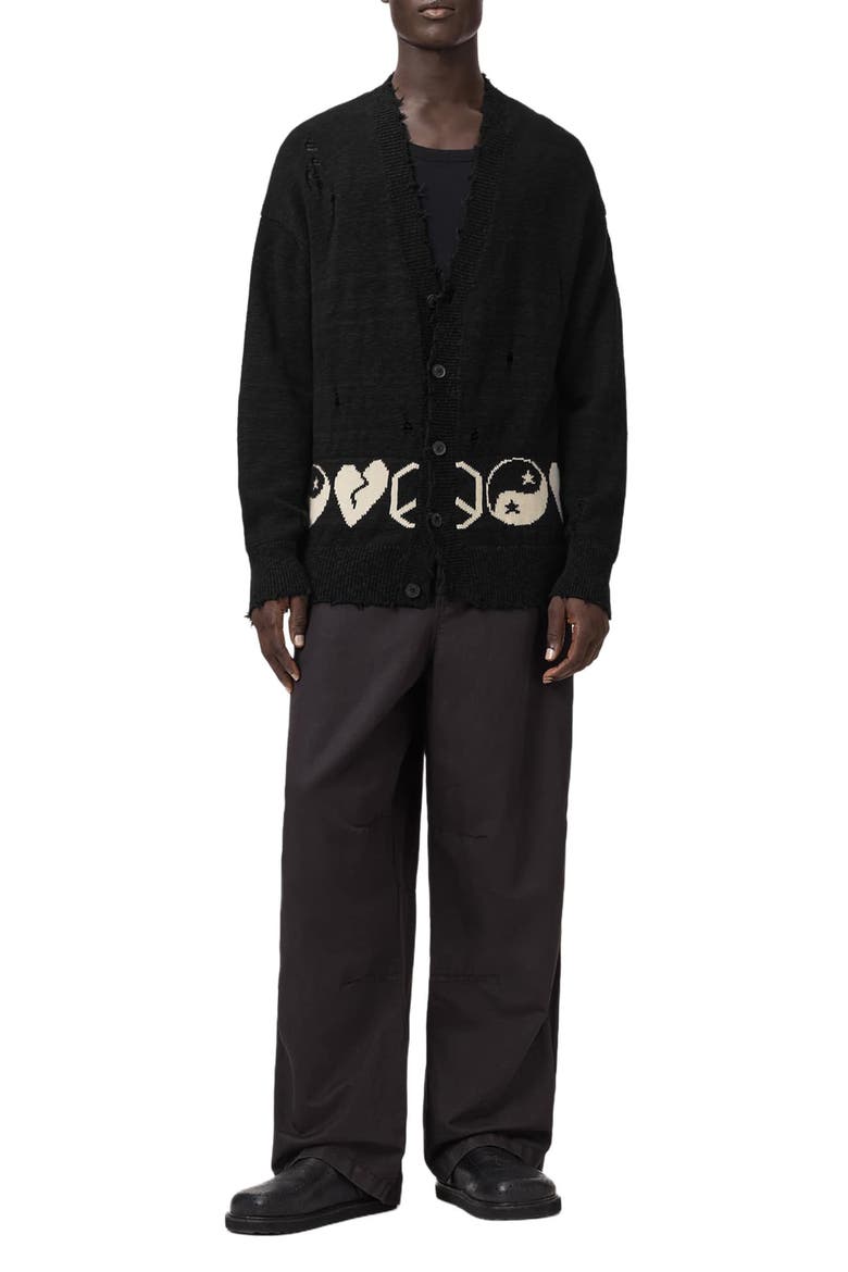Tabua Cotton Cardigan, Alternate, color, BLACK