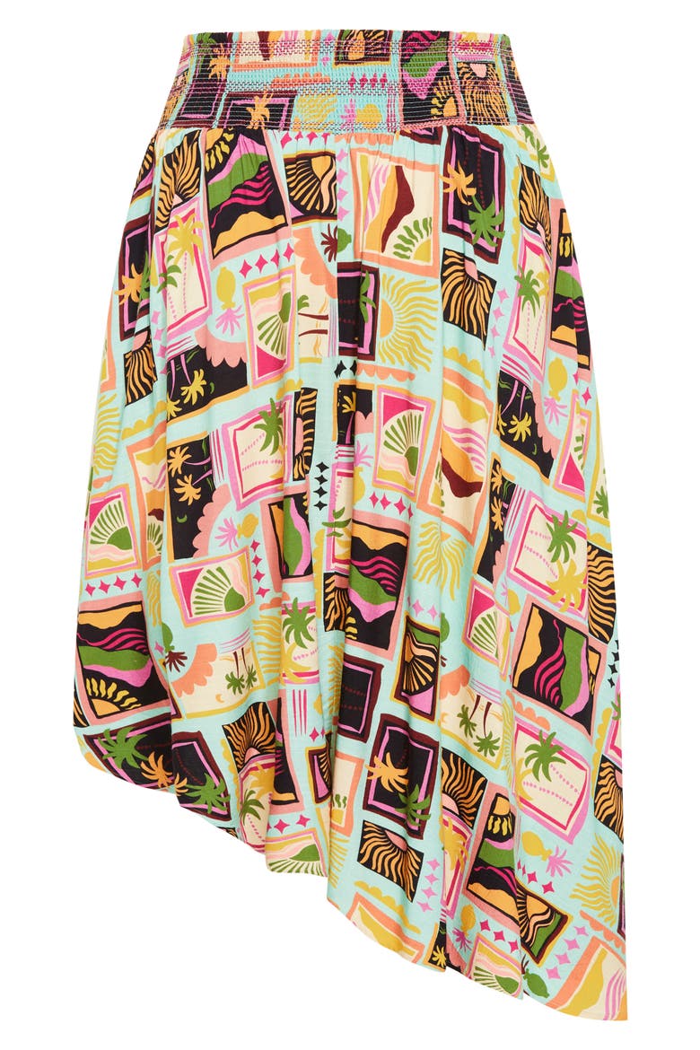 Eva Smocked Waist Asymmetric Skirt, Alternate, color, PRINT