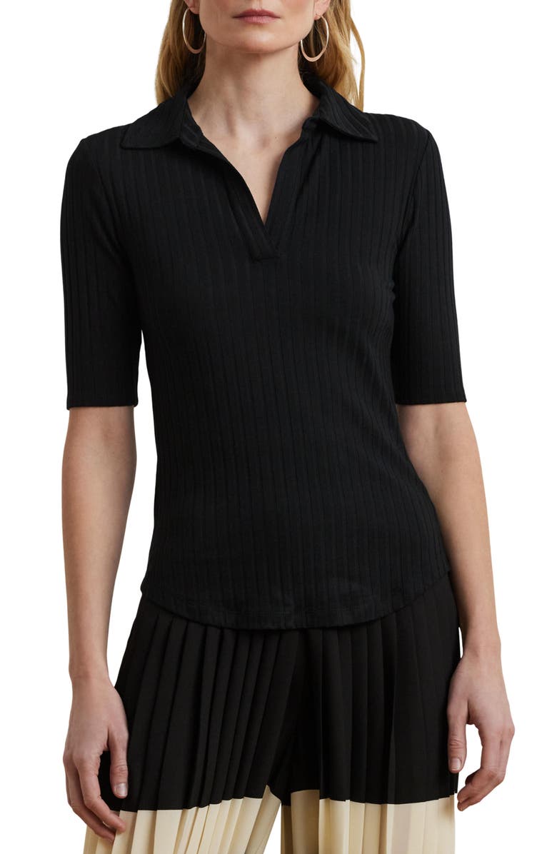 Lauren Ralph Lauren Ribbed Johnny Collar Polo, Main, color, 