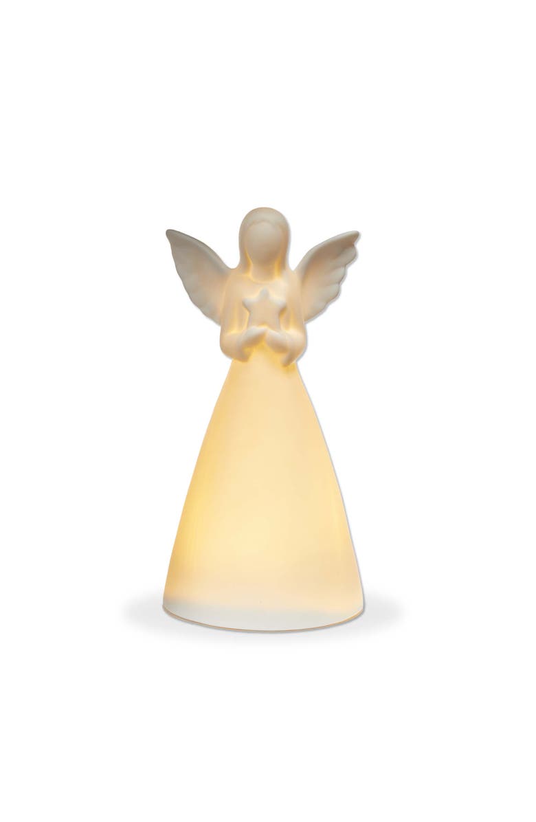 tag Starry Angel LED Decorative Sculpture White Ceramic Candle Holder, Main, color, White