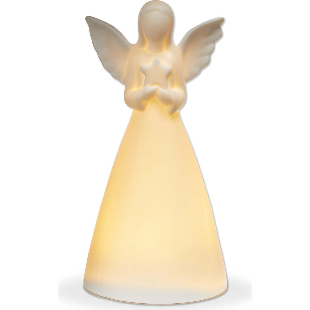 Tag Starry Angel Led Decorative Sculpture White Ceramic Candle Holder In White