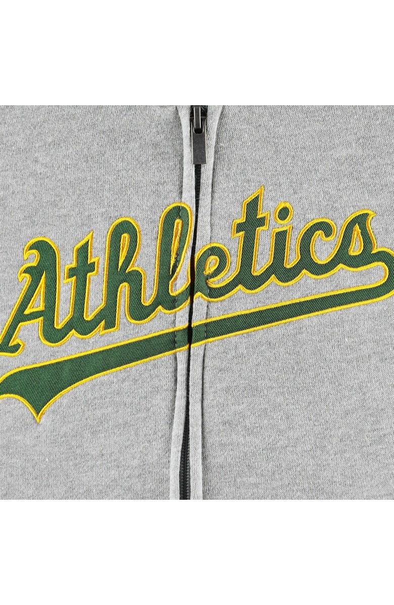 Outerstuff Youth Heather Gray Oakland Athletics Wordmark Full-Zip Hoodie, Alternate, color, 