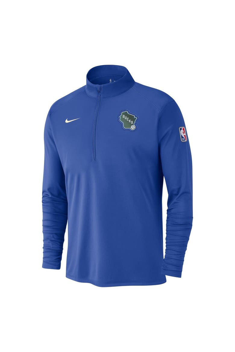 Men's Nike Royal Milwaukee Bucks 2024/25 City Edition Authentic Coaches Performance Half-Zip Top, Alternate, color, Royal