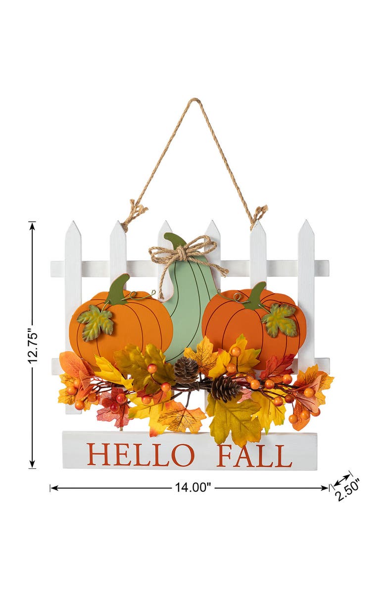 Glitzhome Fall Wooden Patch with Floral Door Hanger, Alternate, color, 