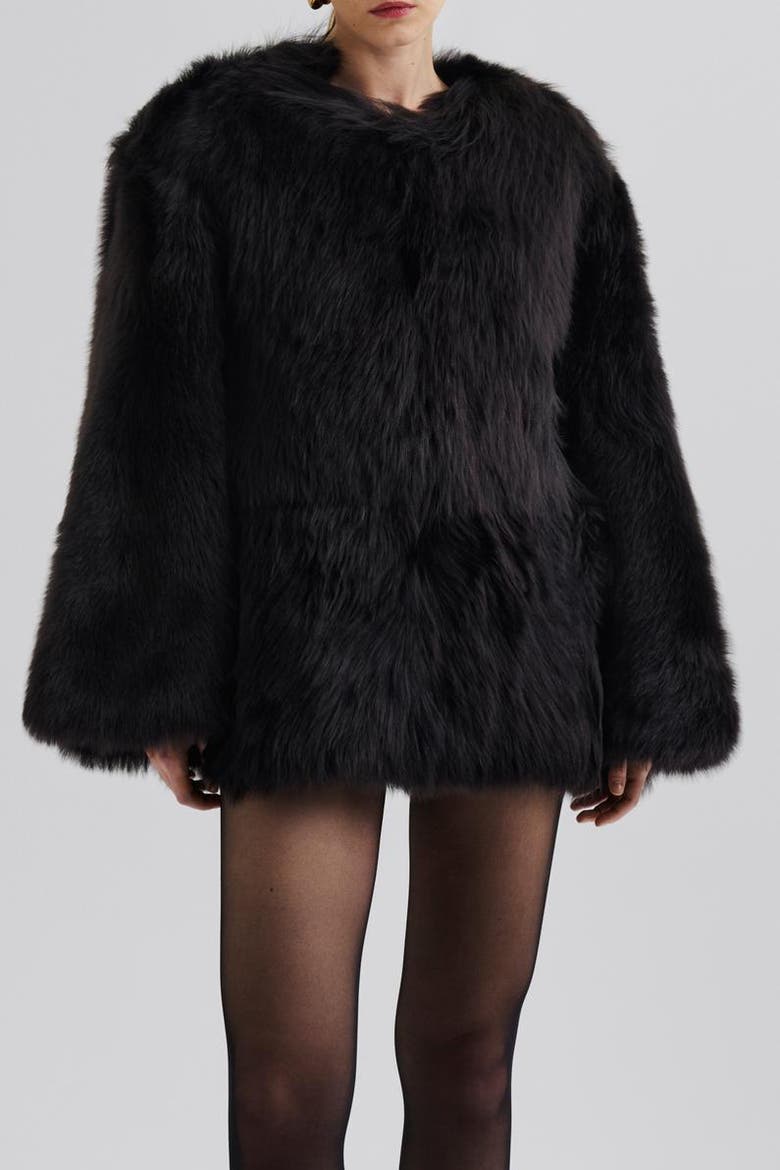 Jana Shearling Long Sleeve Jacket, Alternate, color, Black