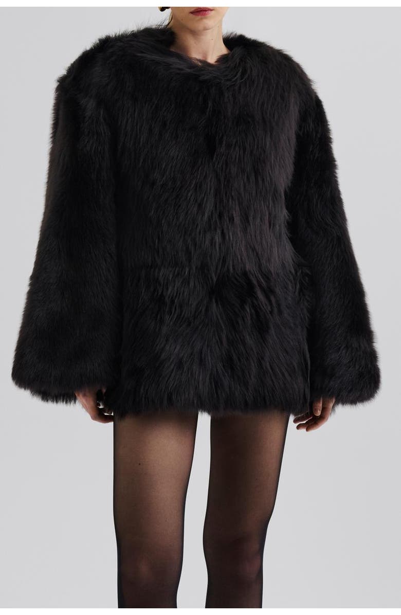 Malina Jana Shearling Long Sleeve Jacket, Alternate, color, Black