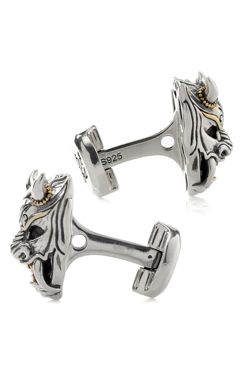 Cufflinks, Inc. Samurai Mask Cuff Links, Alternate, color, Silver