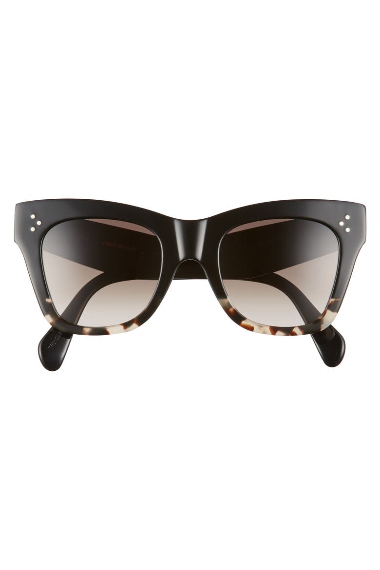 50mm Gradient Bold 3 Dot Cat Eye Sunglasses, Alternate, color, BLACK/ GREY HAVANA/ BROWN