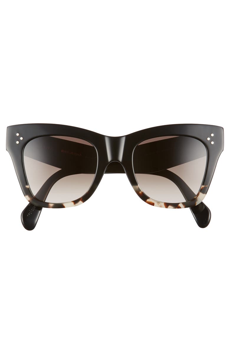 CELINE 50mm Gradient Bold 3 Dot Cat Eye Sunglasses, Alternate, color, Black/ Grey Havana/ Brown