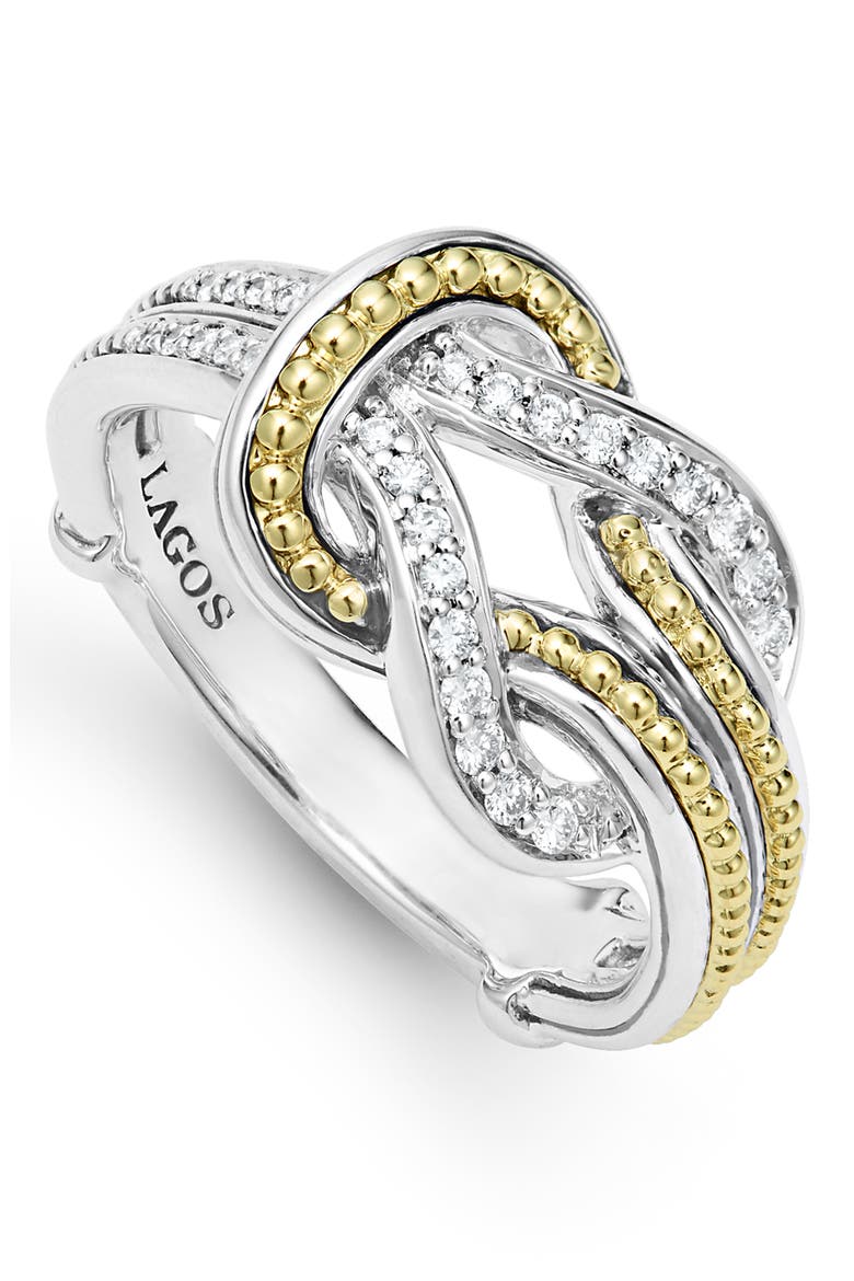 Newport Diamond Knot Ring, Alternate, color, SILVER/ GOLD