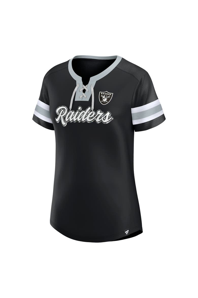 Women's Fanatics Branded Black Las Vegas Raiders Original State Lace-Up T-Shirt, Alternate, color, Black