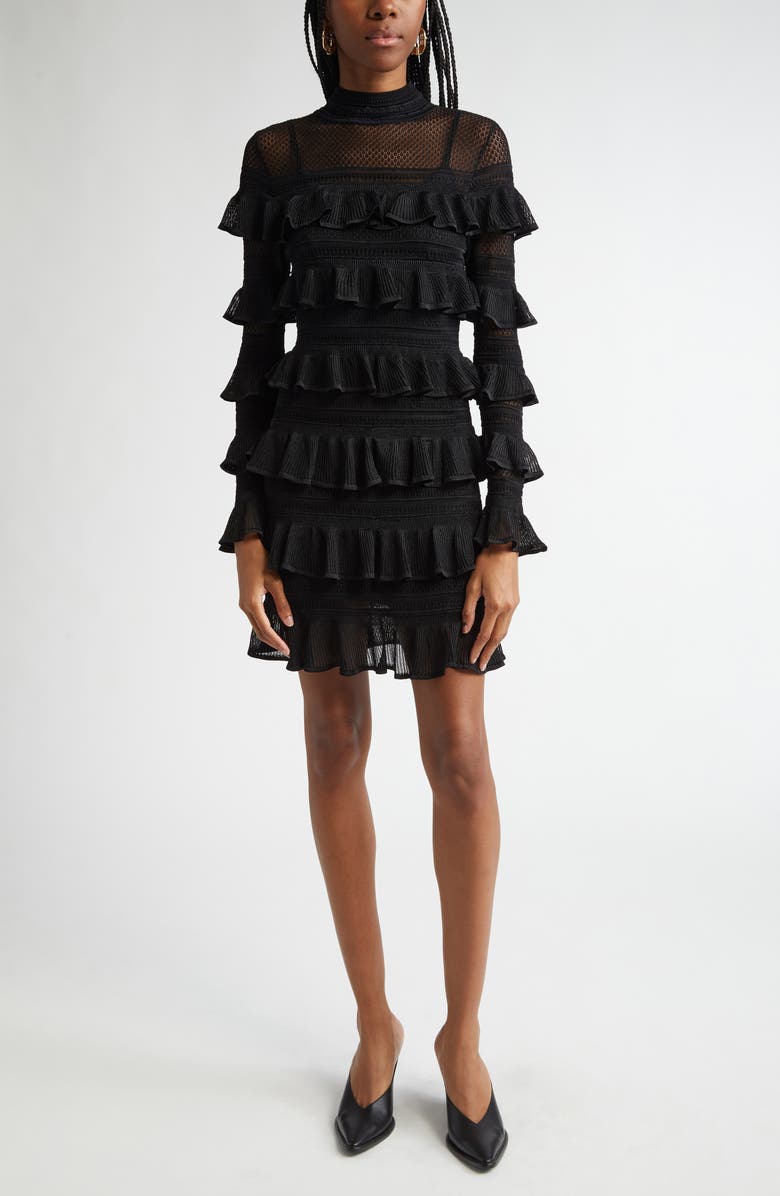 Zimmermann Crush Frilled Long Sleeve Sweater Dress, Main, color, 
