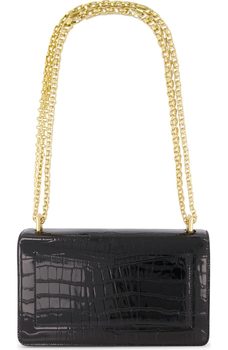 Mac Duggal Gold Plated Hardware Crocodile Leather Shoulder Bag, Alternate, color, Black