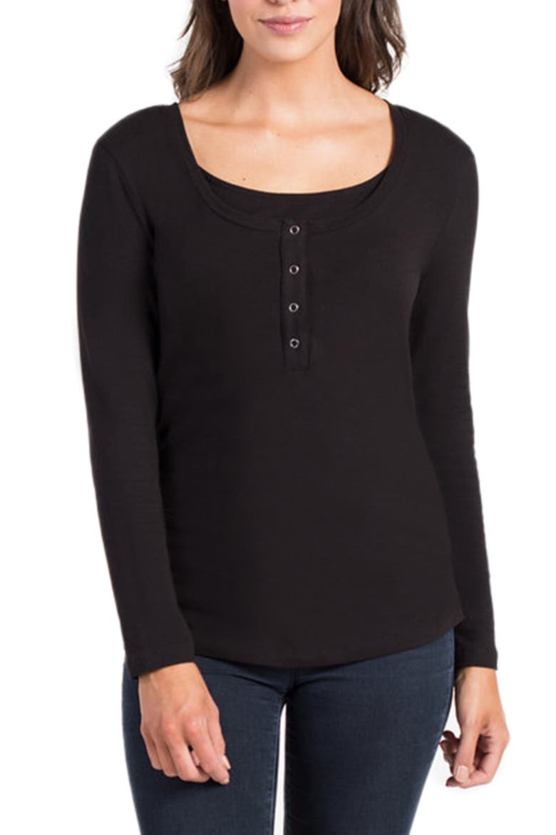 Avery Scoop Neck Maternity/Nursing Tee, Main, color, BLACK