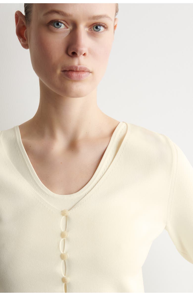 COS Minimal Knitted V-neck Cardigan, Alternate, color, Ivory