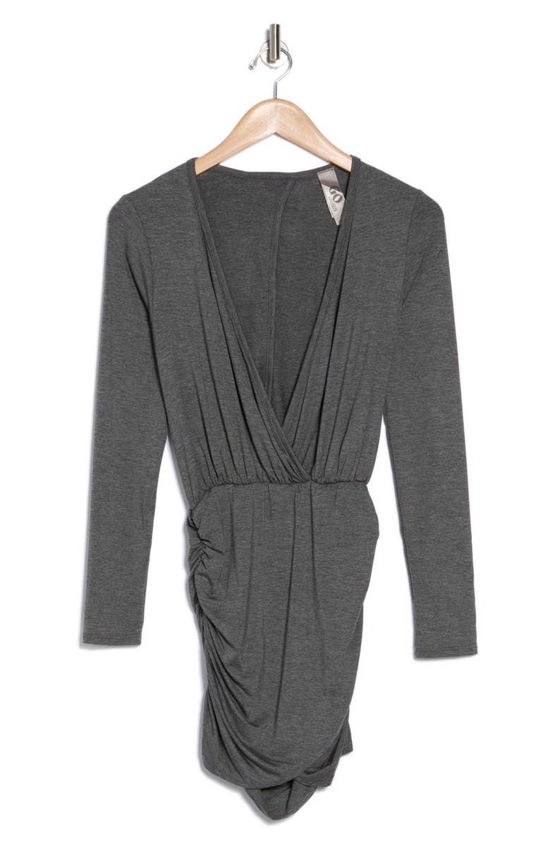 GO COUTURE Ruched Long Sleeve Dress, Alternate, color, Charcoal