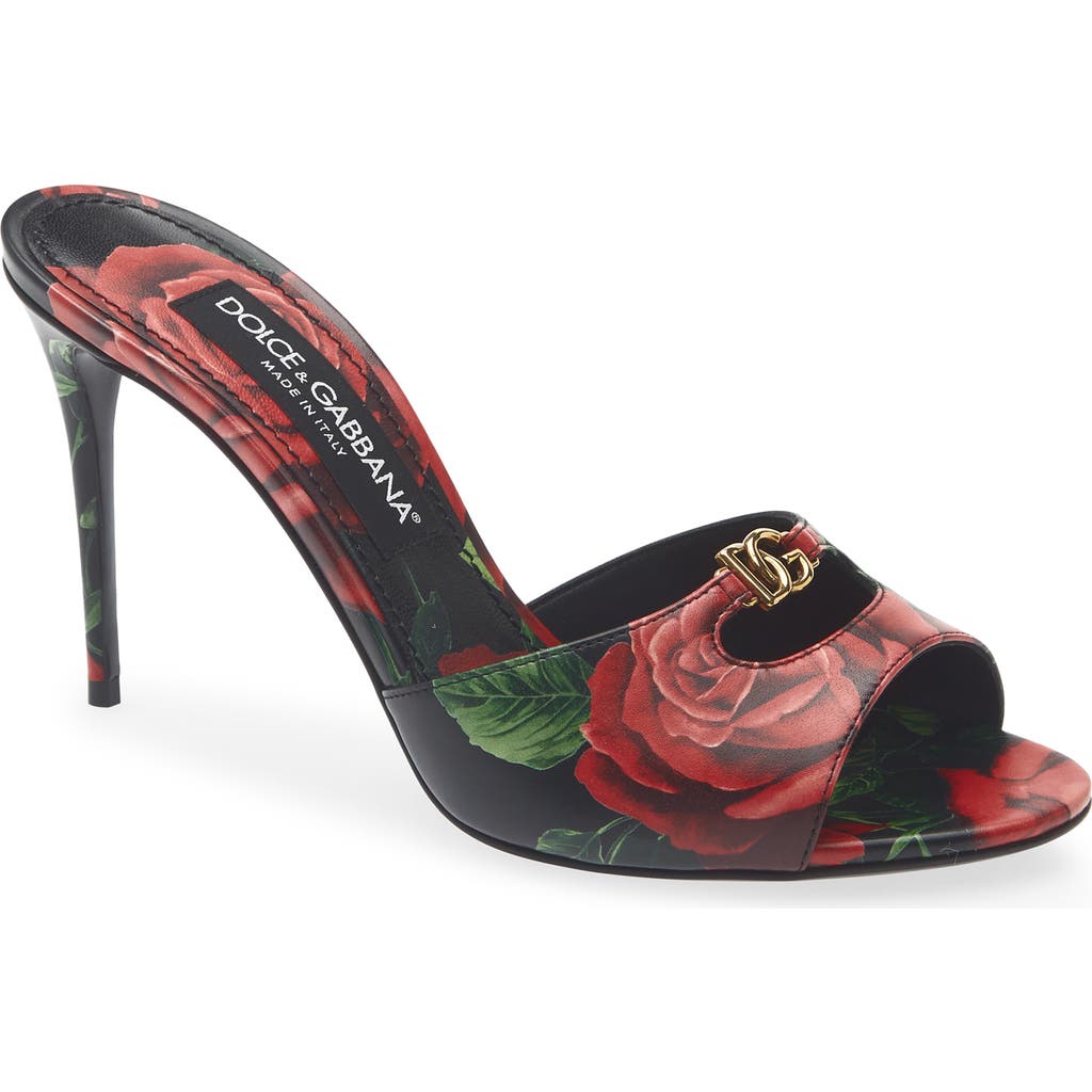 Dolce & Gabbana Dolce&gabbana Keira Rose Print Slide Sandal In Hn6ej Rose Rosse F.nero