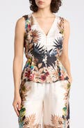 T Tahari Floral Print Sleeveless Top