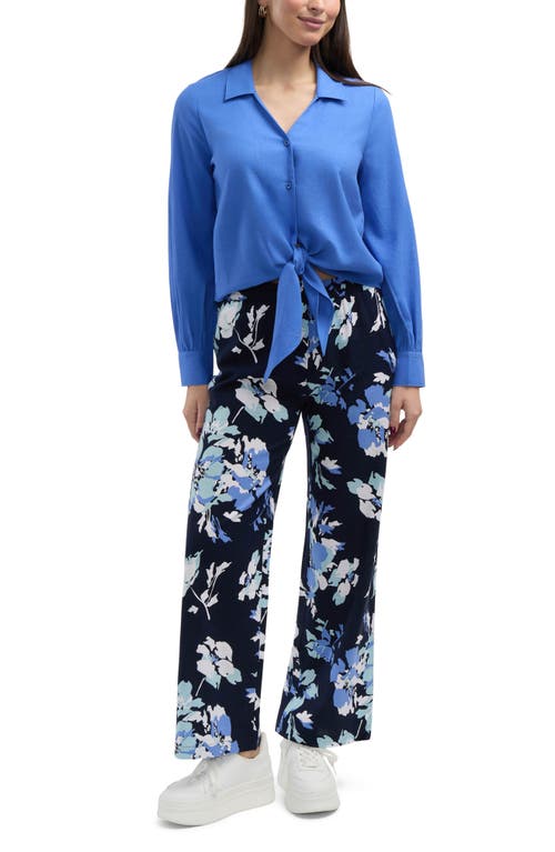Ellen Tracy Tie Front Shirt In Azure