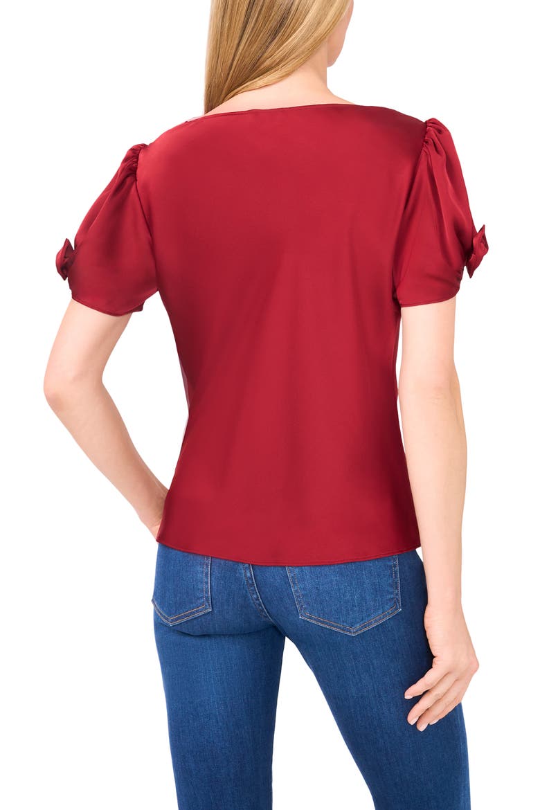 Bow Sleeve Cowl Neck Satin Charmeuse Top, Alternate, color, MULBERRY RED
