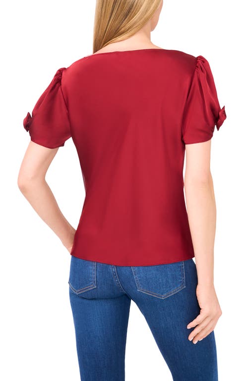 Cece Bow Sleeve Cowl Neck Satin Charmeuse Top In Red