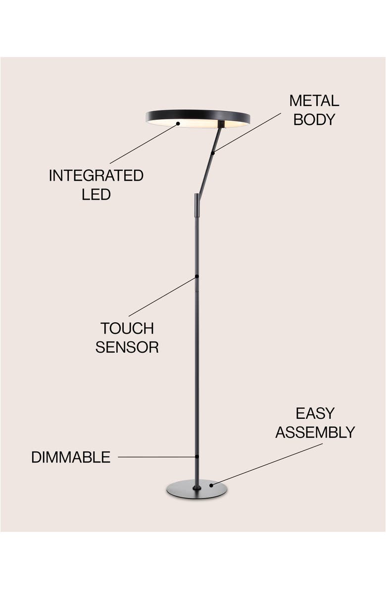 JONATHAN Y Owen 66.7" Integrated LED Metal Floor Lamp, Alternate, color, Black