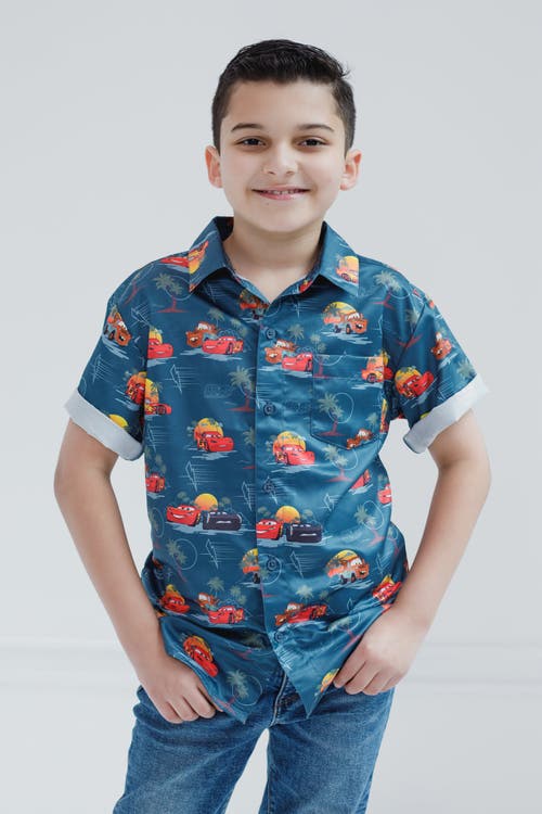 Disney Short Sleeve Button Down Shirt In Blue