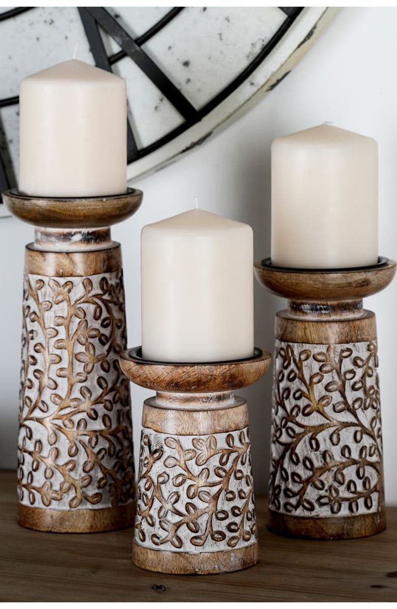 SONOMA SAGE HOME Brown Wood & Metal Candle Holder - Set of 3, Alternate, color,