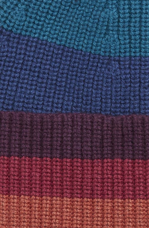 Kurt Geiger London Rainbow Stripe Chunky Knit Cuff Beanie In Blue