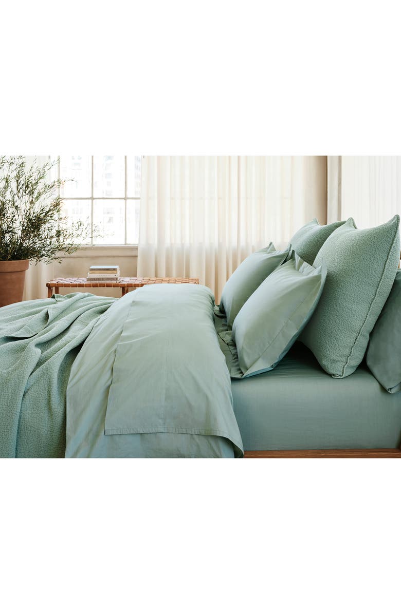 Coyuchi Refined 300 Thread Count Organic Cotton Percale Sheet Set, Alternate, color, Seafoam