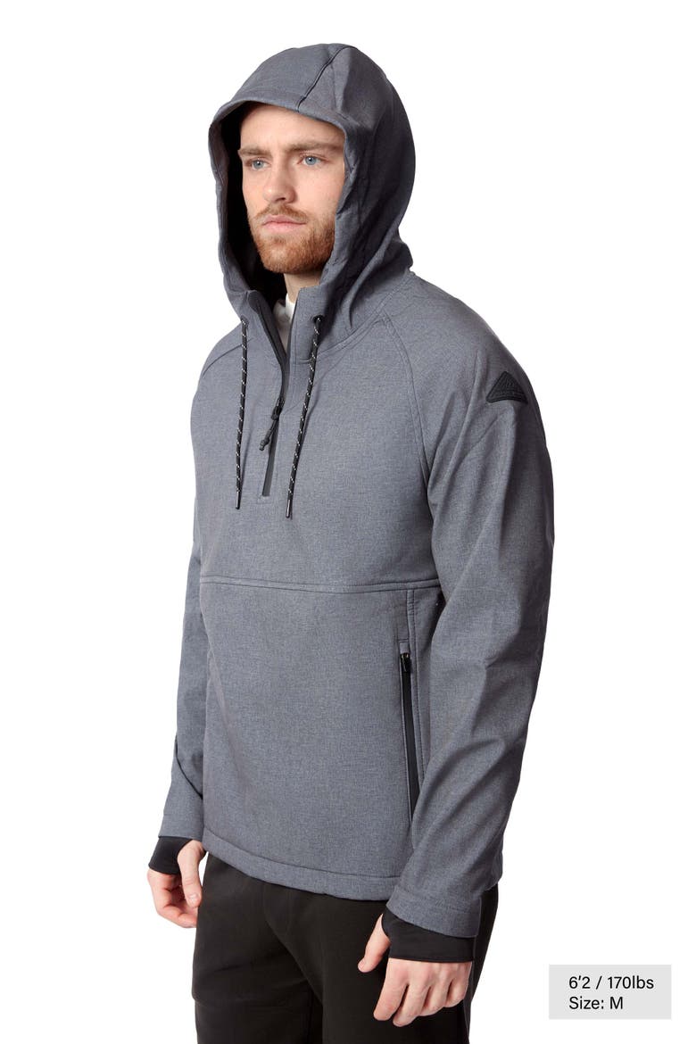 Vargas - Men's Water-repellant Hooded Pullover Softshell, Alternate, color, DARK GREY
