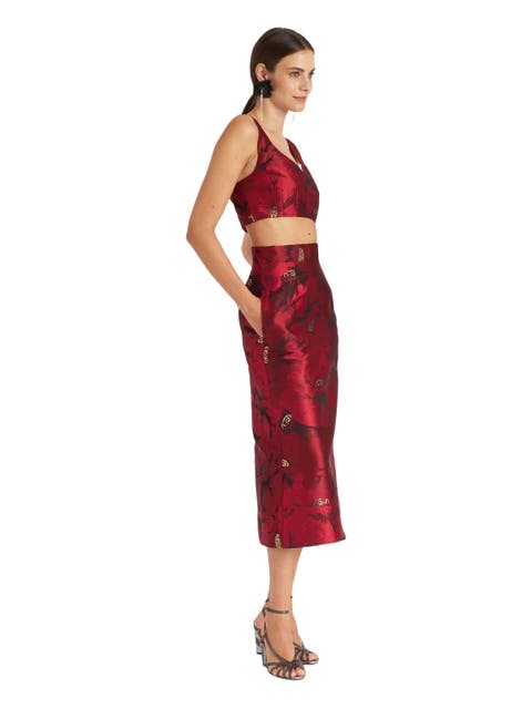Baia Crop Top Jacquard Ruby Red