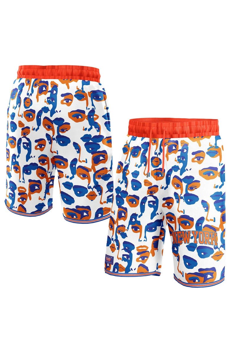 NBA X KIDSUPER Unisex NBA & KidSuper Studios by Fanatics White New York Knicks Hometown Shorts, Main, color, White