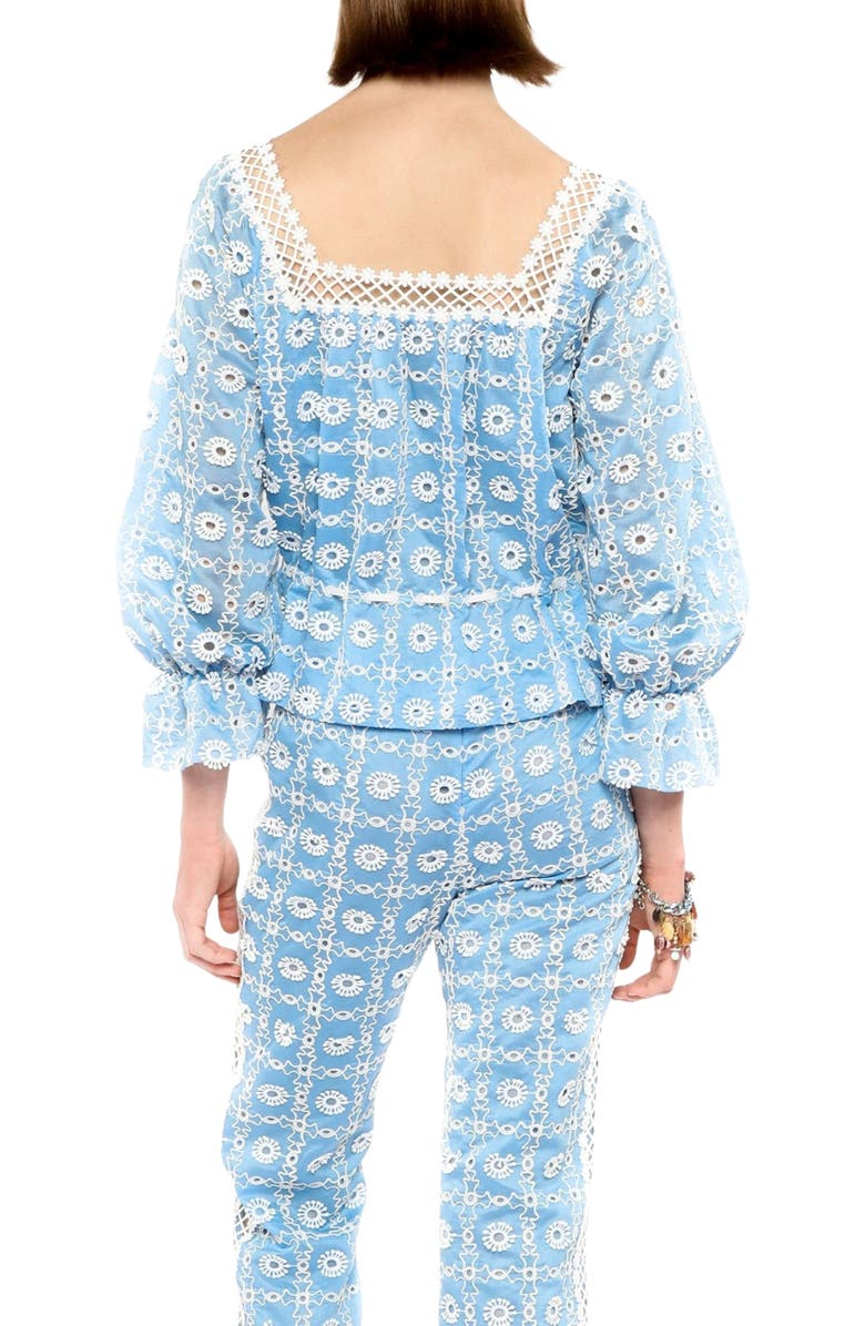 Anna Sui Lattice Lace Embroidery Top, Alternate, color, Baby Blue