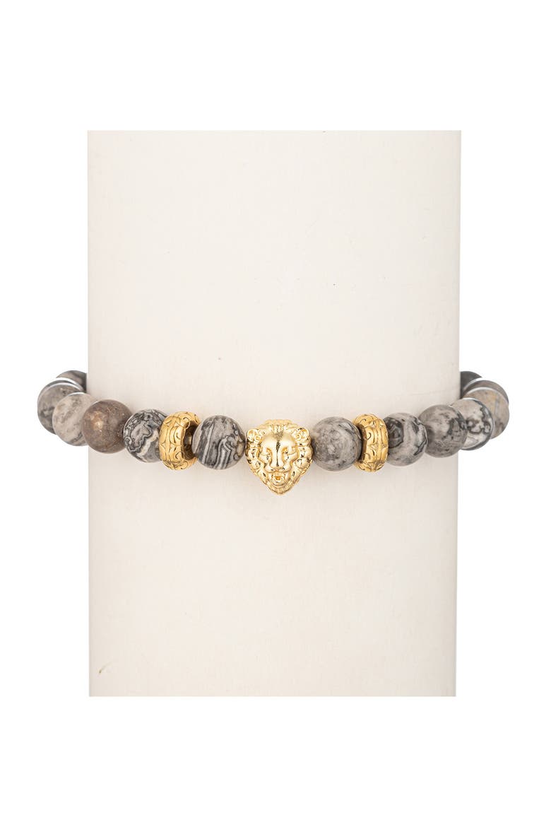 Lion Agate Stretch Bracelet, Alternate, color, GOLD
