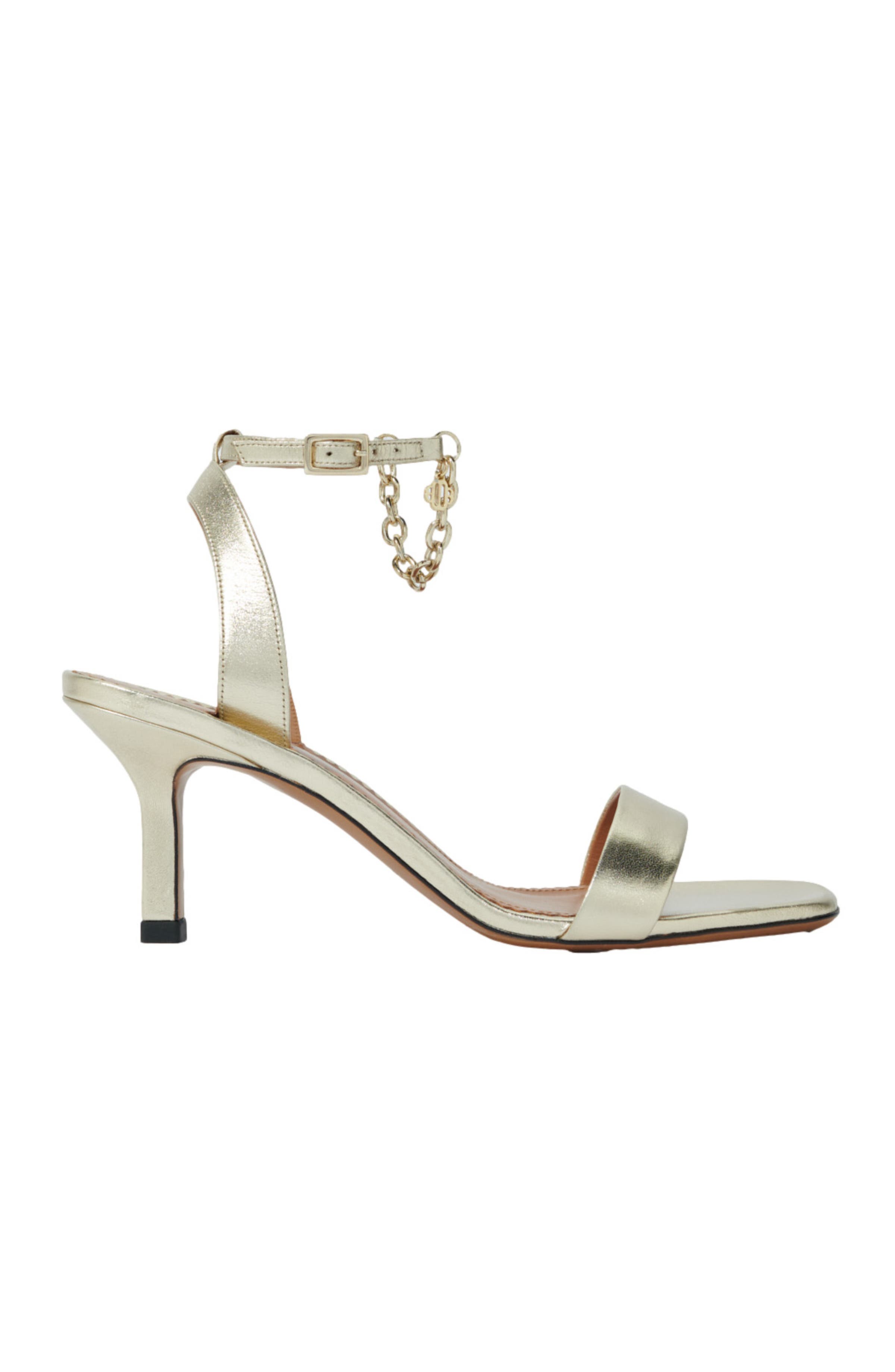 maje Gold metallic leather sandals, Main, color, 