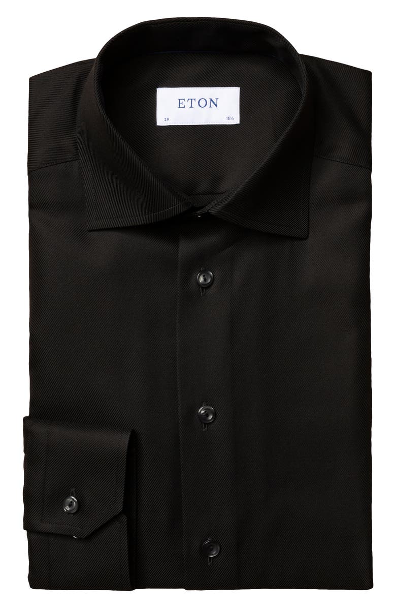 Eton Contemporary Fit Solid Dress Shirt, Alternate, color, Black