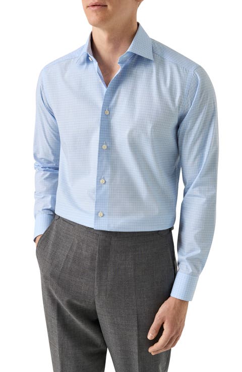 Contemporary Fit Check Fine Cotton Twill Dress Shirt (Regular & Big)