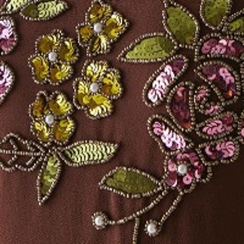 Warehouse Embellished Strappy Sequin Midi Dress In Brown