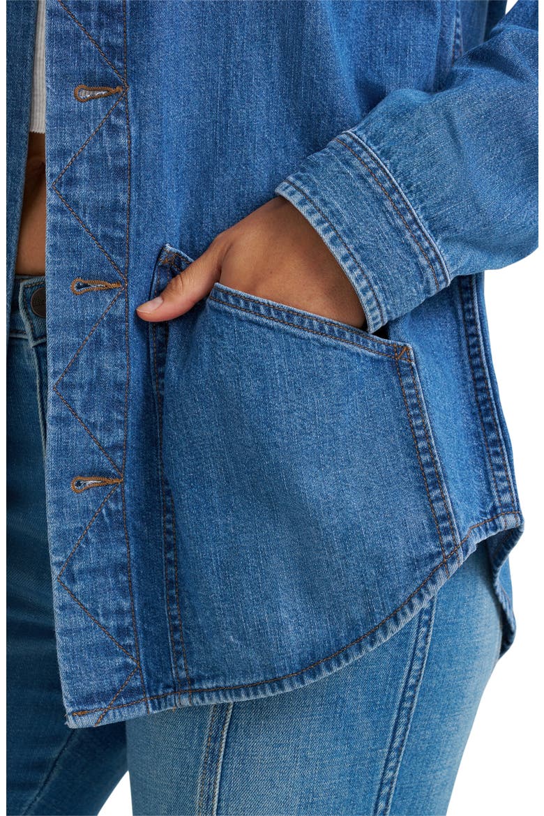 Wrange Denim Button-Up Shirt, Alternate, color, HARBOR BLUE
