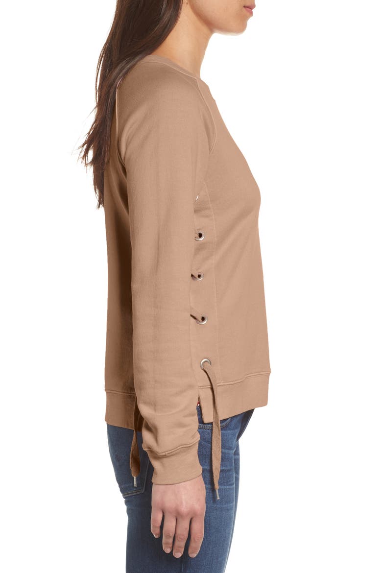Side-Lace Sweatshirt, Alternate, color, PUTTY