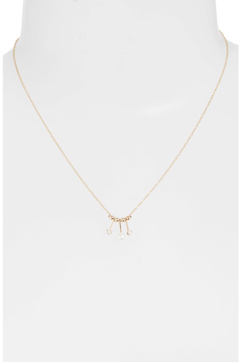 Pearl & Diamond Mobile Necklace, Alternate, color, YELLOW GOLD