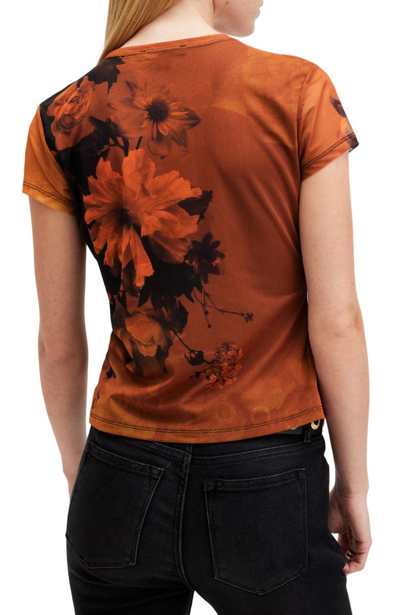 AllSaints Ellie Floral Print Mesh T-Shirt, Alternate, color, 